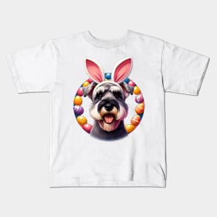 Cesky Terrier with Bunny Ears Celebrates Easter Joy Kids T-Shirt